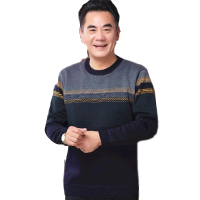中年男士爸爸装休闲加绒加厚毛衣中老年人男装爷爷装冬季圆领保暖衣厚威珺