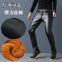 秋冬皮裤男pu弹力加绒加厚紧身保暖防水摩托车修身机车男士皮裤子