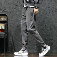 秋冬加绒弹力牛仔裤男哈伦裤工装裤长裤韩宽裤松束脚裤大码小脚裤威珺