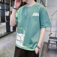 夏季男士短袖T恤潮牌休闲宽松半袖衫青年夏装印花夏天衣服男短袖威珺