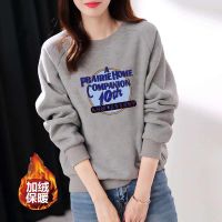 加绒加厚棉卫衣女2020秋冬新款时尚印花韩版宽松圆领长袖打底上衣威珺