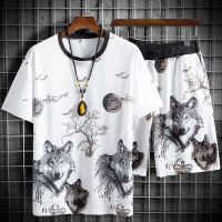 套装/T恤夏季冰丝套装男士短袖短裤套装男青年休闲套装男一套衣服威珺