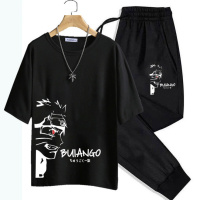 套装男夏季两件套运动衣服韩版潮流帅气短袖T恤男装九分休闲裤男威珺