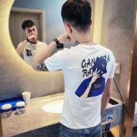 社会人精神小伙短袖T恤男修身潮流网红紧身半袖抖音潮牌ins上衣服威珺