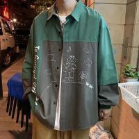 衬衣男大码韩版潮流胖子长袖宽松潮牌百搭痞帅休闲工装衬衣外套