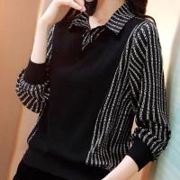 春秋韩版宽松假两件翻领长袖上衣大码女装春装200斤胖MM遮肚衬衫