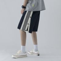 排扣短裤直筒运动裤男宽松慢跑五分裤潮流休闲沙滩裤大码篮球中裤