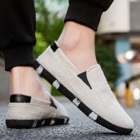 手工缝制帆布鞋男士夏季休闲韩版潮流豆豆鞋一脚蹬懒人老北京布鞋烈珺