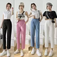 西装裤女2021新款春夏高腰宽松显瘦直筒裤休闲垂感九分烟管小西裤