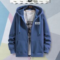 新款秋冬季加肥加大码拉链卫衣男加绒开衫宽松男装连帽衫外套威珺