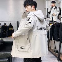 春秋季外套男中长款加绒加厚韩版潮流风衣夹克男学生连帽休闲衣服威珺