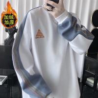 ins港风卫衣男士圆领拼色套头衫潮加绒宽松休闲秋冬学生百搭外套威珺