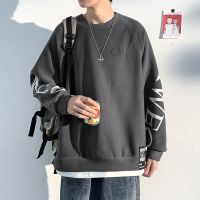 秋冬季新款加绒港风宽松休闲百搭字母印花上衣ins潮流痞帅卫衣男威珺