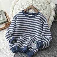 男童加绒卫衣2021新款儿童条纹加厚保暖中大童男孩打底衫长袖上衣威珺