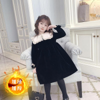女童秋装2021冬装新款丝绒洋气女孩秋冬季加绒儿童公主裙连衣裙威珺