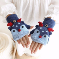 儿童半指翻盖手套幼儿园男女童小孩保暖圣诞麋鹿卡通可爱学生手套威珺