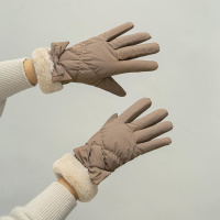 韩版学生女冬天骑车防水防风羽绒棉加厚防寒可爱触屏加绒保暖手套威珺