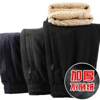 冬季加绒加厚爸爸裤子中老年运动裤羊羔绒高腰中年男士休闲裤宽松威珺