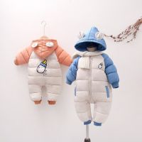 新款宝宝连体衣冬季加厚保暖婴幼儿棉服外出卡通女童羽绒棉爬爬服威珺