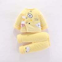 婴儿冬季加绒保暖唐装两件套男女宝宝秋冬季加厚棉衣儿外出服威珺