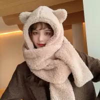 冬季耳罩小熊护耳朵帽子女秋冬季可爱冬天毛绒围巾连帽一体韩版百搭保暖潮