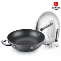 三禾炒锅不粘锅无油烟平底锅炒菜锅燃气灶电磁炉通用锅具CLF3215-2