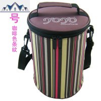 加厚圆形饭盒袋子兜套便当铝箔保温桶帆布手提带饭装碗隔热饭桶包 三维工匠收纳袋