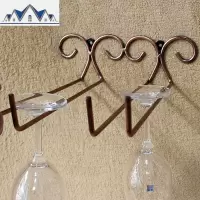 悬挂创意悬挂式六杯八杯红酒杯架倒挂吊架古铜色铁艺酒架时尚壁挂 三维工匠收纳层架