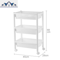 厨房小推车置物架多层木顶蔬菜收纳架可移动带轮子落地夹缝架子 三维工匠