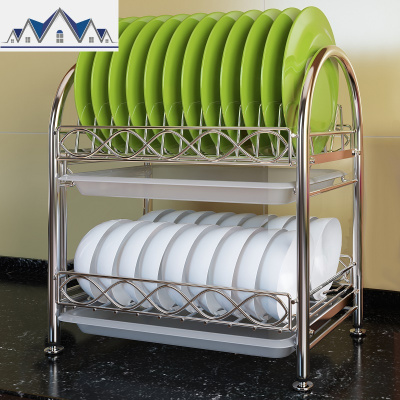 304不锈钢放碗架双层碗筷沥水架厨房收纳架置物架子餐具晾碗碟架 三维工匠
