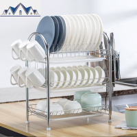 304不锈钢水晾沥水架厨房置物架2层用品收纳水池放碗碟架子 三维工匠