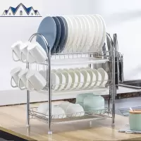 304不锈钢水晾沥水架厨房置物架2层用品收纳水池放碗碟架子 三维工匠