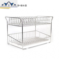一体双层碗架 304不锈钢碗碟架沥水架 厨房置物架收纳架滴水架 三维工匠