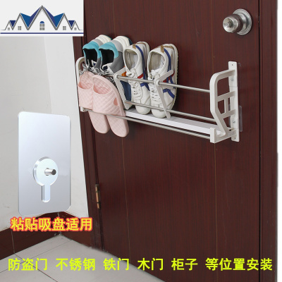 吸盘免钉防盗后鞋架壁挂式鞋架浴室免打孔拖鞋架卫生间收纳挂架 三维工匠收纳层架