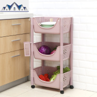 厨房置物架放菜架家用储物多层落地塑料筐大号水果蔬菜收纳筐带轮 三维工匠