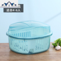 厨房家用带盖碗盆碗碟置物架塑料碗柜装碗筷收纳盒放碗箱沥水碗架 三维工匠