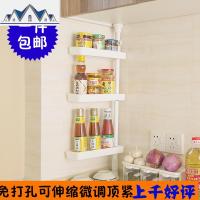 顶天立地免钉免打孔伸缩可旋转厨房调料浴室置物架收纳架水杯 三维工匠