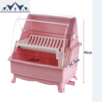 带盖碗碟架放碗架收纳盒双层沥水架装碗筷收纳箱厨房碗柜置物架碗 三维工匠