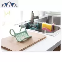 厨房可调节弯曲沥水置物架水挂架清洁用具海绵钢丝球收纳架 三维工匠