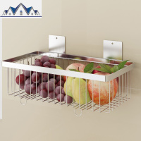 不锈钢厨房浴室置物架免打孔壁挂式水果蔬菜蓝储物收纳筐篮子用品 三维工匠