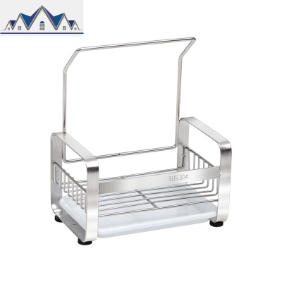 厨房不锈钢置物架免打孔收纳架抹布挂架水沥水架家用杂物收纳架 三维工匠