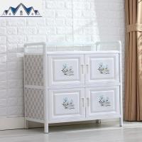 厨房置物架收纳柜落地碗柜铝合金钢化玻璃储物柜子家用简易橱柜 三维工匠