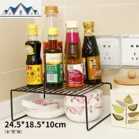厨房分层置物架台面碗碟调料收纳橱柜内隔层分隔板单层铁艺锅架子 三维工匠