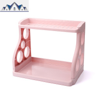 多用双层厨房置物架调味料收纳架落地塑料刀架调料架调味品架子 三维工匠