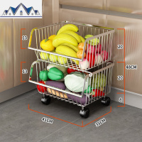 304不锈钢厨房置物架落地多层家用品储物收纳筐放水果蔬菜篮架子 三维工匠