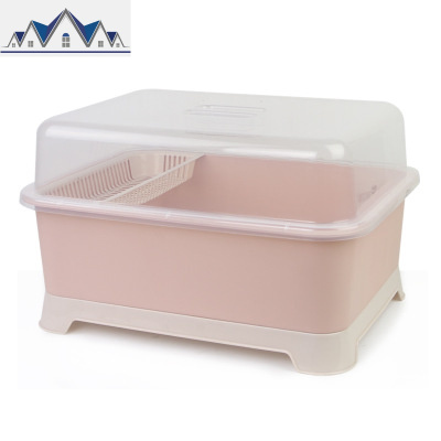 沥水碗架带盖碗碟架放碗架塑料收纳盒装碗筷收纳箱厨房碗柜置物架 三维工匠