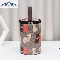 圆形铝箔保温加厚大容量饭盒袋带饭手提防水便当桶包手拎包 三维工匠收纳包