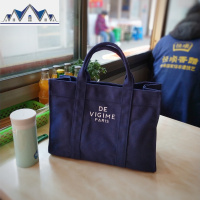韩版便当包饭盒袋女手提拎包帆布英文大容量餐包购物包学生带饭袋 三维工匠收纳包