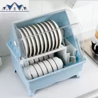 厨房带盖碗碟收纳盒抽屉式特大餐具碗筷沥水架密封多功能小型碗柜 三维工匠收纳层架