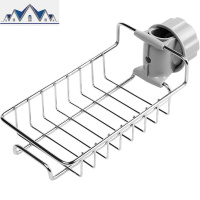 厨房水龙头置物架家用不锈钢免打孔抹布海绵刷沥水架水收纳架子 三维工匠
